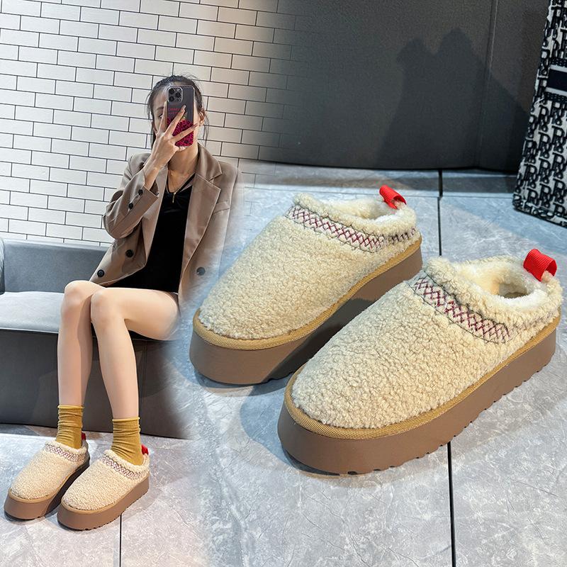 

Mao Mao slippers women wear 2024 new velvet snow boots in winter, thick-soled warm bag head half-drag lazy cotton shoes 43 хакі
