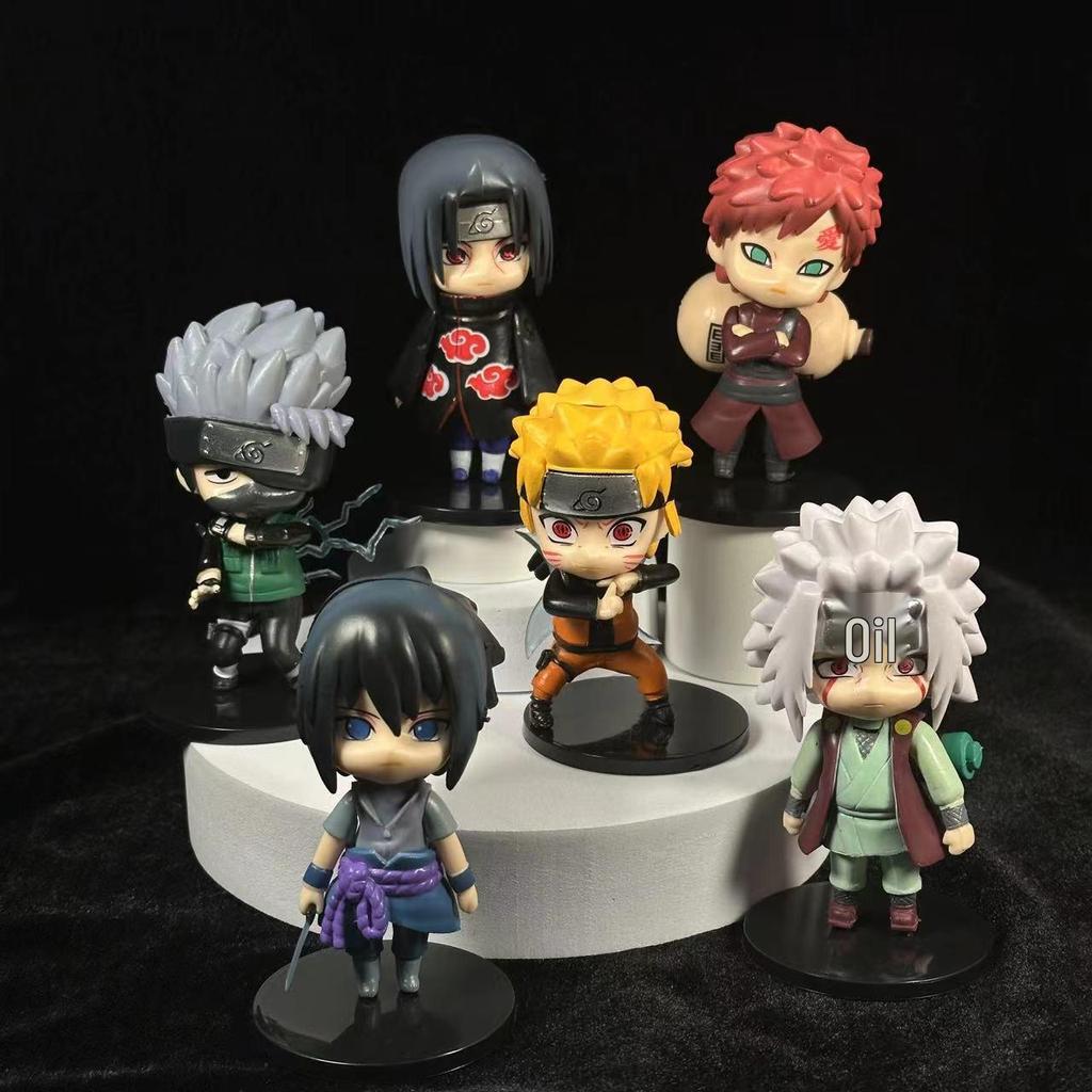Q-Version Naruto Car Ornaments: Set of 6 Figurines - Itachi, Gaara, Naruto, Sasuke & Kakashi Dolls.