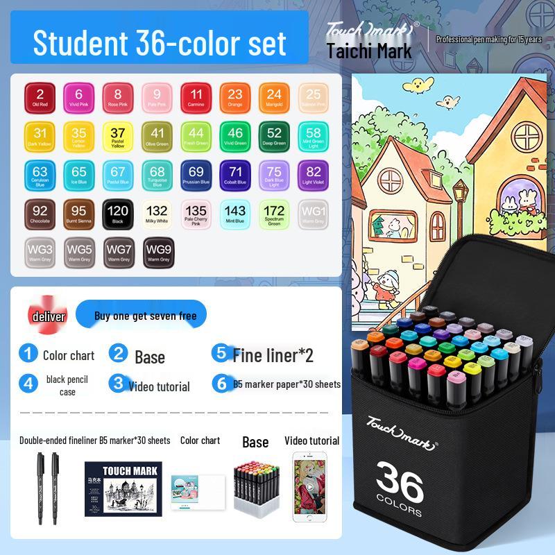 Dual-Tip Art Marker Set - 120 Colors, Hard Tip, Oil-Based for Students