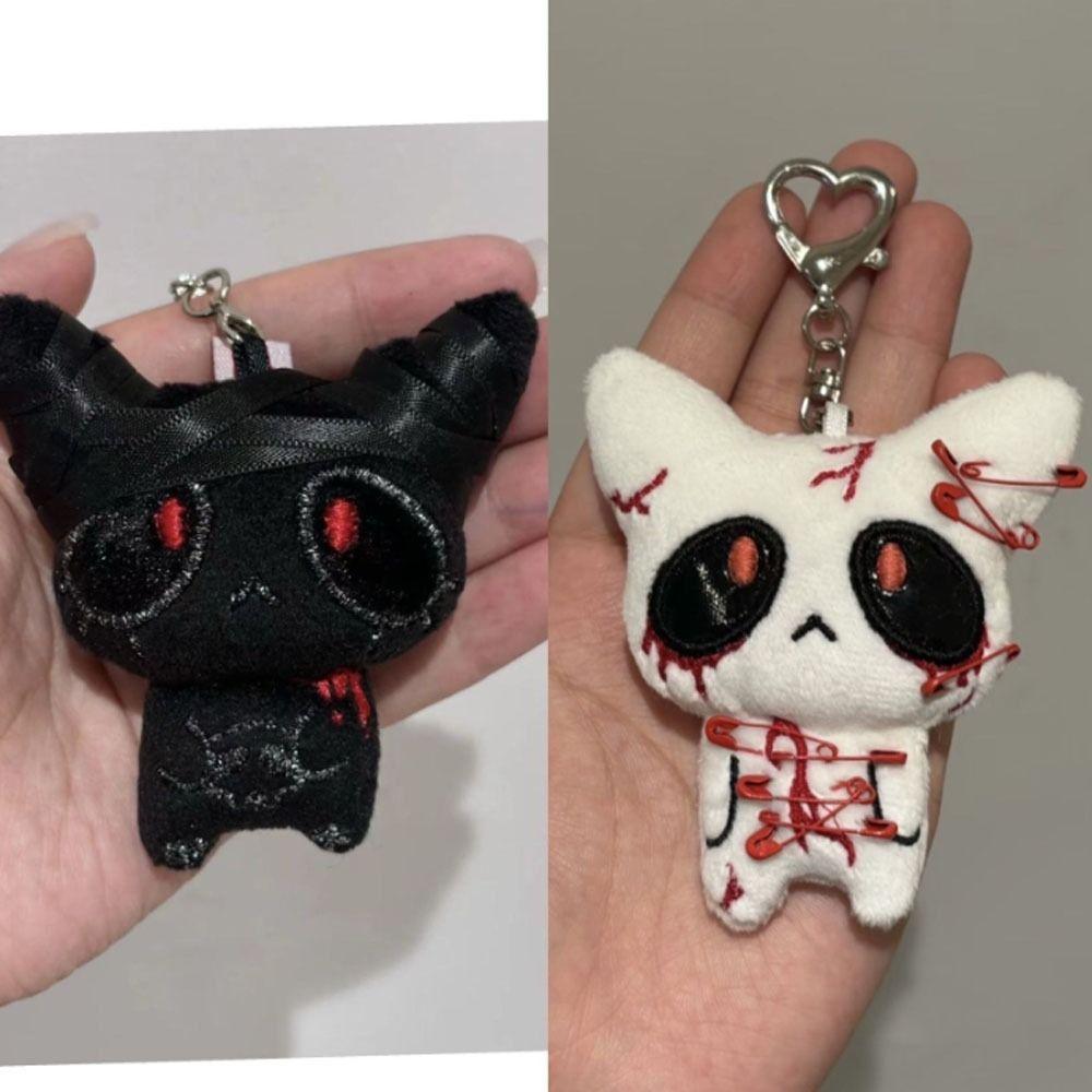 PP Cotton Halloween Keychain Black Color Horror Plush Keyring Creative Gift Bloody Doll Keychain