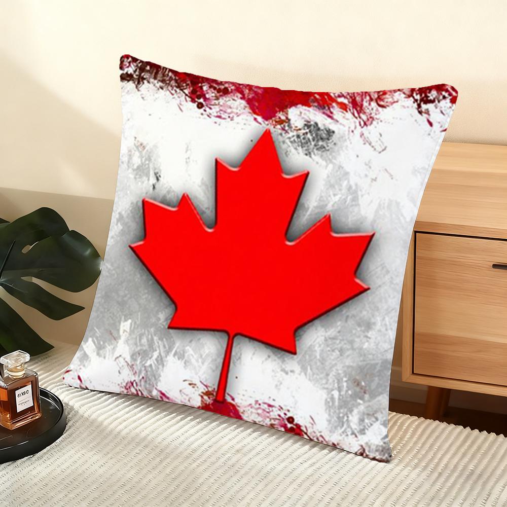 Canada Canadian Flag Ca Leaf Cushion Cover Soft Short Plush Pillow Cover Smooth Cozy Texture Aesthetic Cushion Case Home Decor