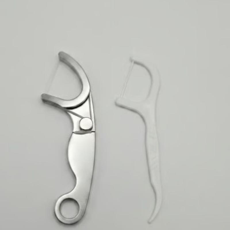 Reusable Portable Stainless Steel Toothpick Floss Set Lightweight Oral Teeth Cleaning Tools for Hiking Business Trip