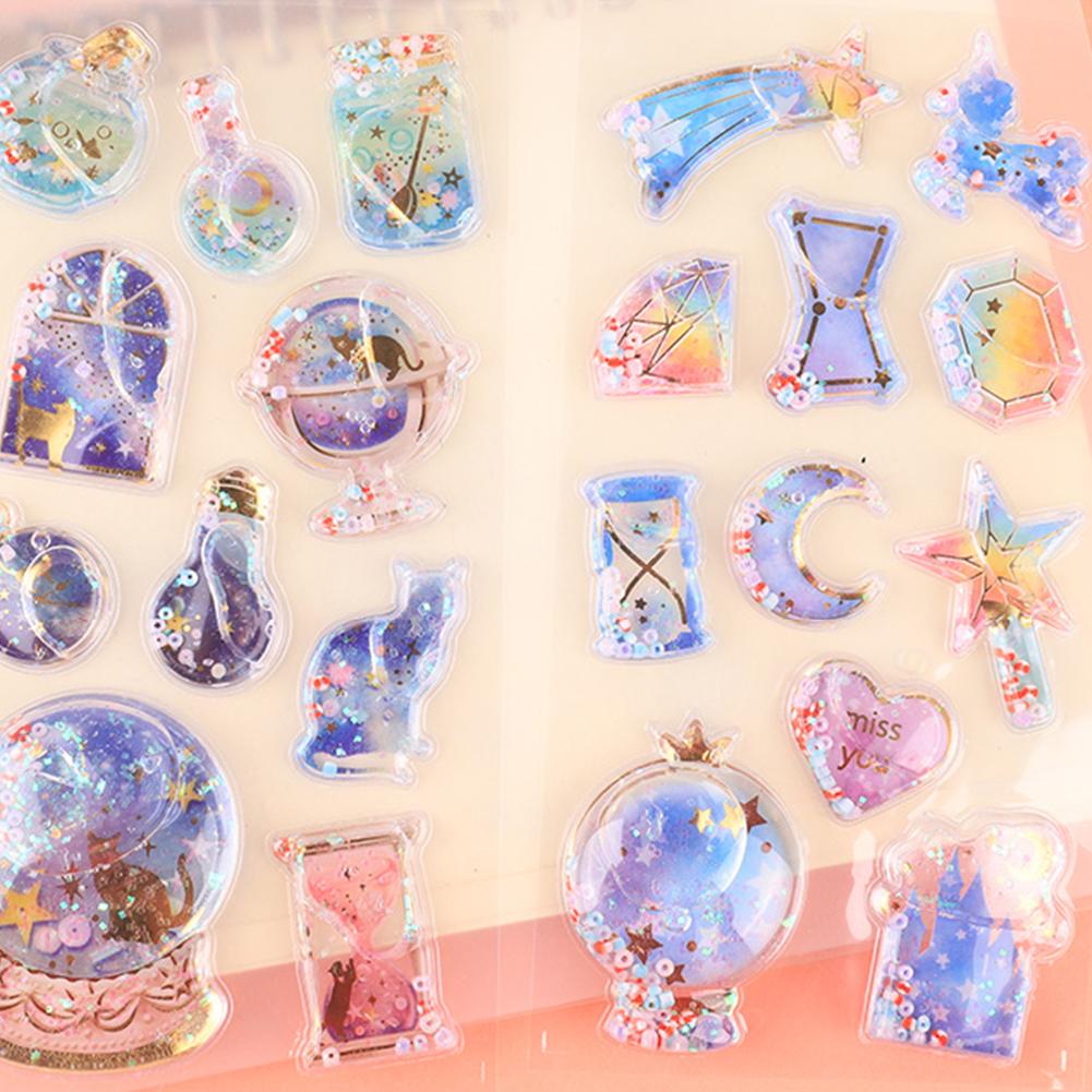 Cartoon 3D Self-adhesive Stickers Crystal Epoxy Space Sticker Kawaii Transparent Three-Dimensional Handbook Diary Decoration DIY