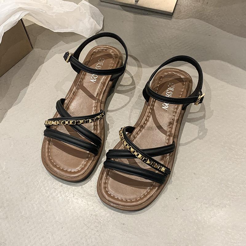 Large size foreign trade set toe flat sandals women's 2025 summer new beach with skirt casual open-toed sandals
