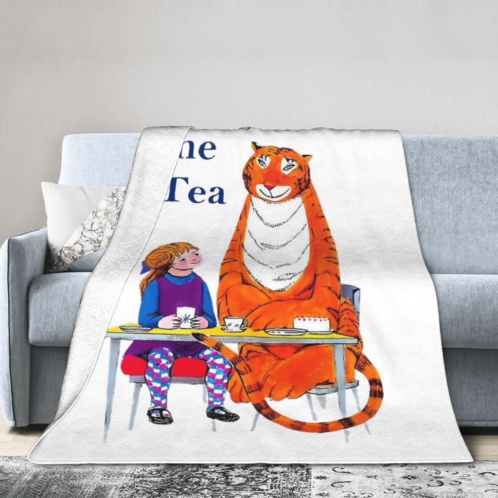 The Tiger Who Came to Tea Blanket Cover Cartoon Book Fleece Throw Blanket Bed Sofa Portable Thin Bedspreads Breathable