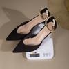 Black pearl stiletto high heels women's etiquette with skirt suede versatile light mouth single shoes women's sexy one-word buckle