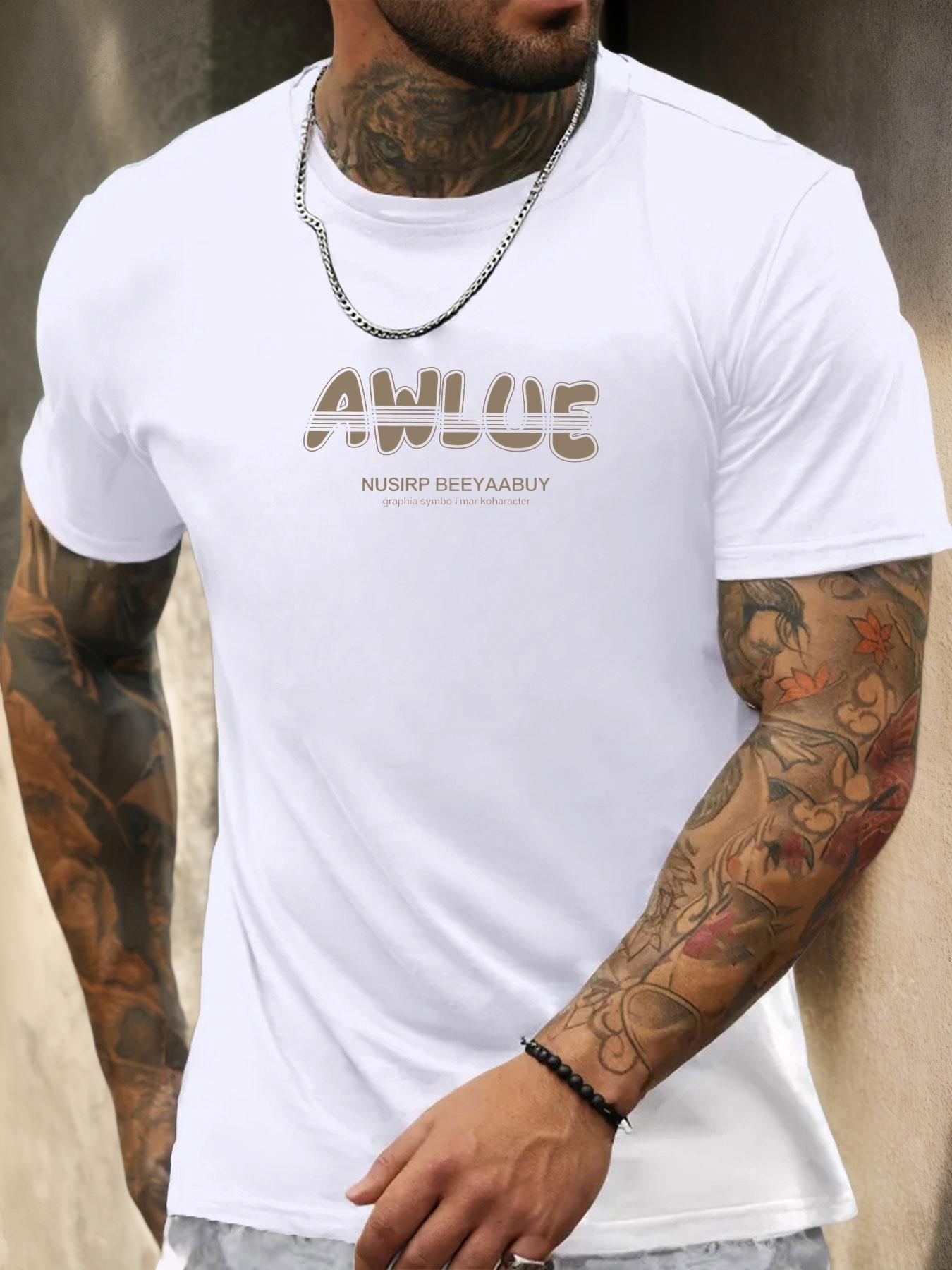 

Short Sleeve TShirt AWLUE Mens 100 Cotton Pattern Printed Shirt Summer Round Neck Breathable Casual Fashion Cool Tee 3XL