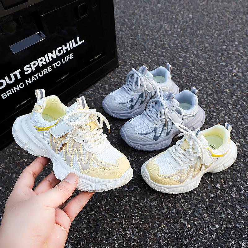Kids' Casual 2026 Spring/Autumn Round Toe Breathable Mesh Sneakers for Short Children with Thick Sole
