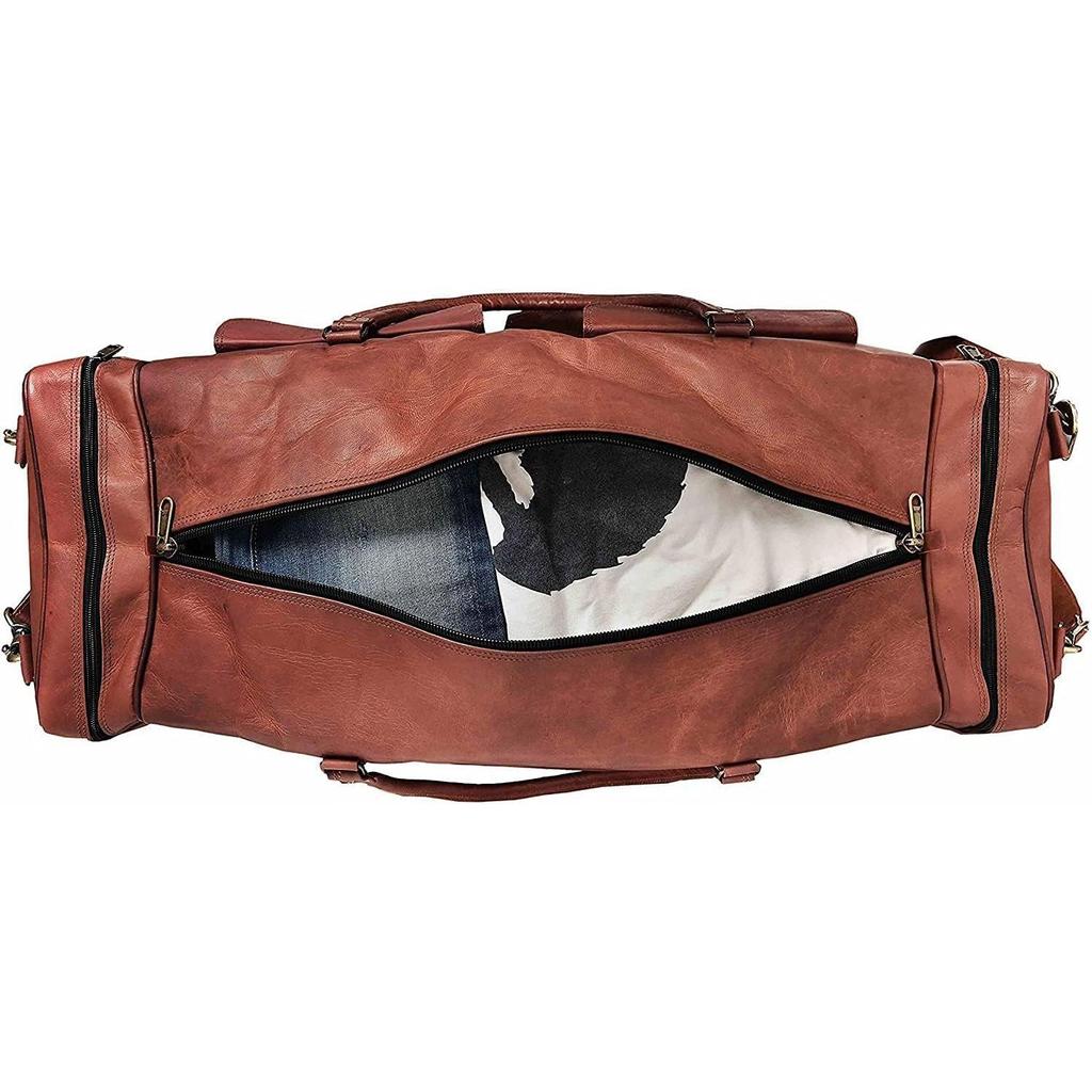Große Reisetasche aus echtem Vintage-Ziegenleder, handgefertigt, für Fitnessstudio, Wandern, Vintage-Braun, Tragetasche für alle echten Reisetaschen