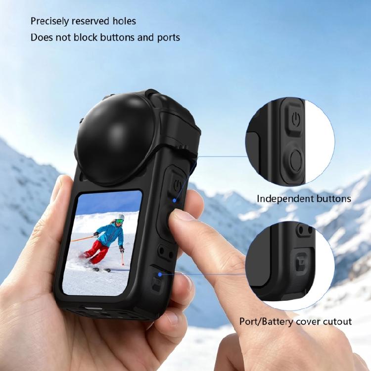 Black Silicone Body Case for X6 Action Camera, Flexible Open-Frame Cover for Everyday Handling, Control Access and Storage