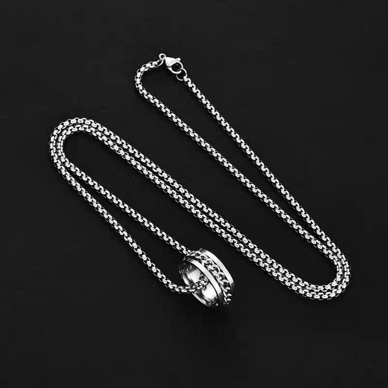 Brand All-Match Ring Necklace Dual-Use Men'S Pendant Simple Women'S Hip-Hop Personality Titanium Steel Accessories