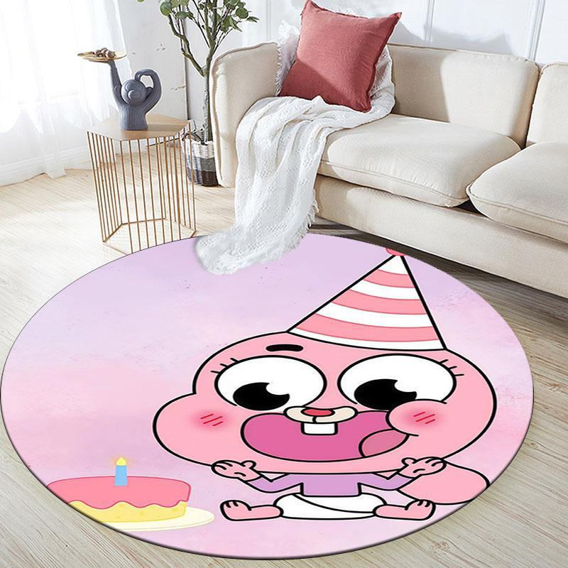 Anais Gumball Muster runder Teppich, Teppich für Wohnzimmer Schlafzimmer Spielzimmer, rutschfeste Bodenmatte, Weihnachtsgeschenke und Geburtstagsgeschenke.
