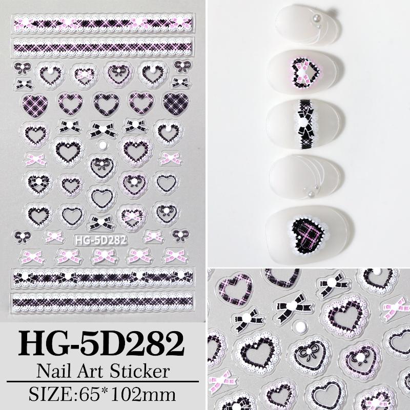 1/3Pcs Bow Lace Nail Stickers With Sweet Hearts Self Adhesive Nail Art Stickers Decals Japanese Winter Knit Lace Decoration