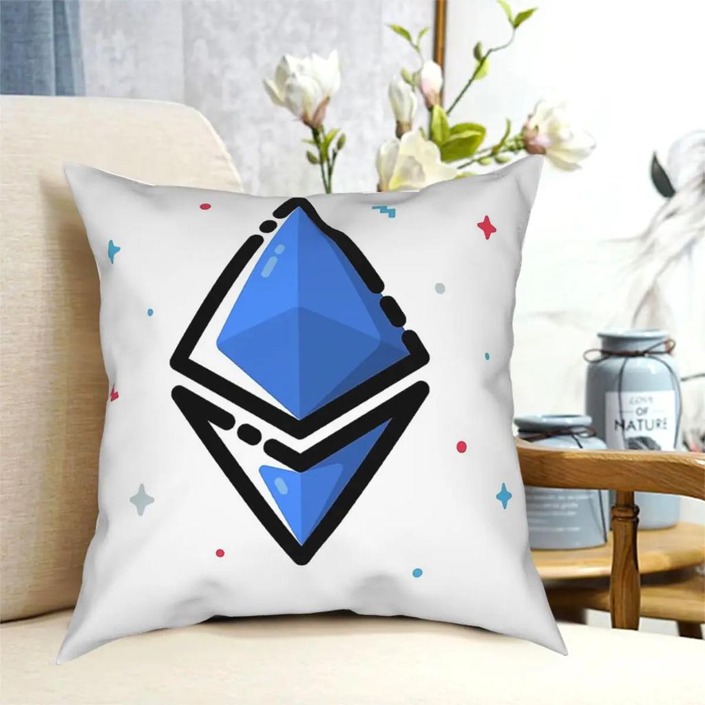 Cute Ethereum Throw Pillow Cover Polyester Cushions for Sofa Bitcoin Crypto Cryptocurrency Btc Blockchain  Cushion Covers