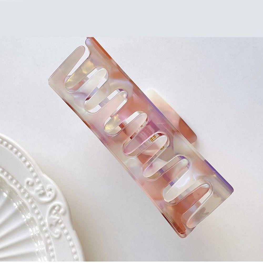 French Style Rectangular Hollow Hair Claw Colorful Shark Clip Acetic Acid Hair Clip  Travel