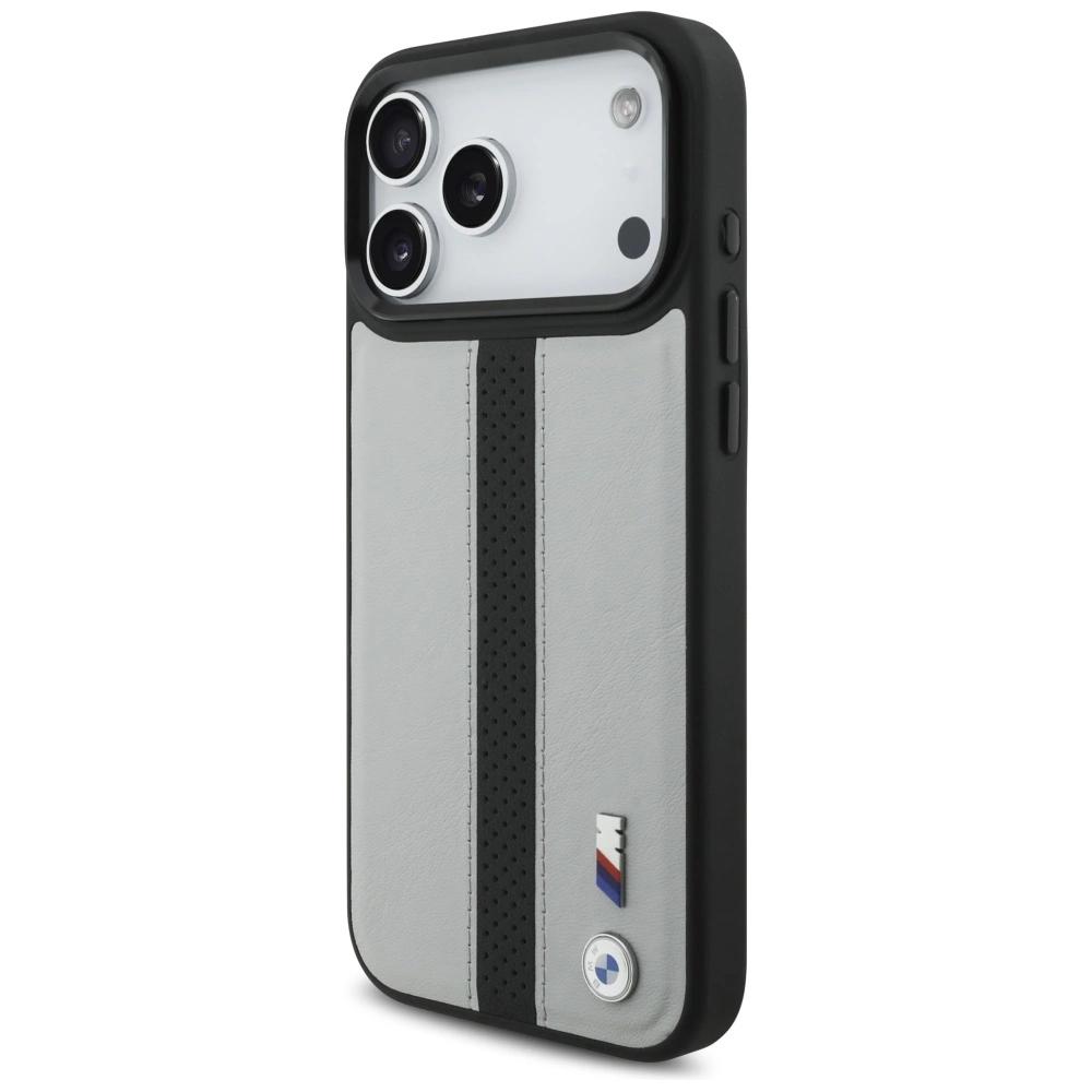 Etui BMW M Perforated Stripe Logo MagSafe na iPhone 17 Pro Max - szare