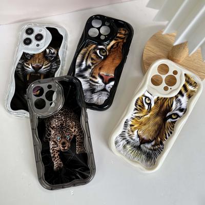 Ae99 Tigers Lion Love Design Art Protective Phone Cases for Apple iPhone 16 15 14 13 Pro Max 11 12 Mini XR 7 8 6s Plus XS Max SE Wave TPU Back Cover
