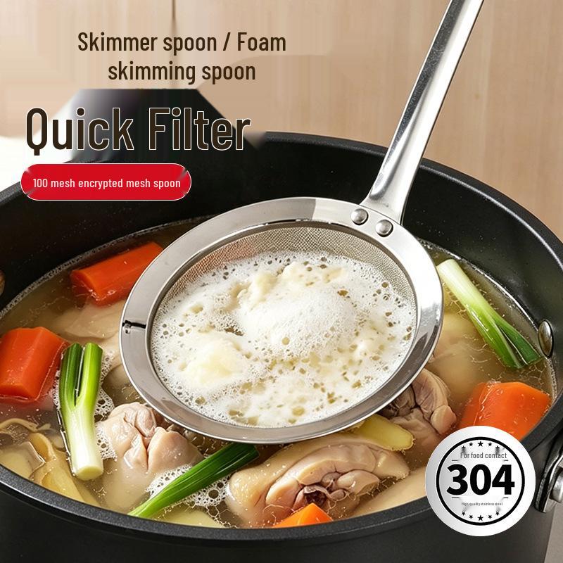 304 Stainless Steel Ultra-Fine Mesh Skimming Spoon for Oil and Foam