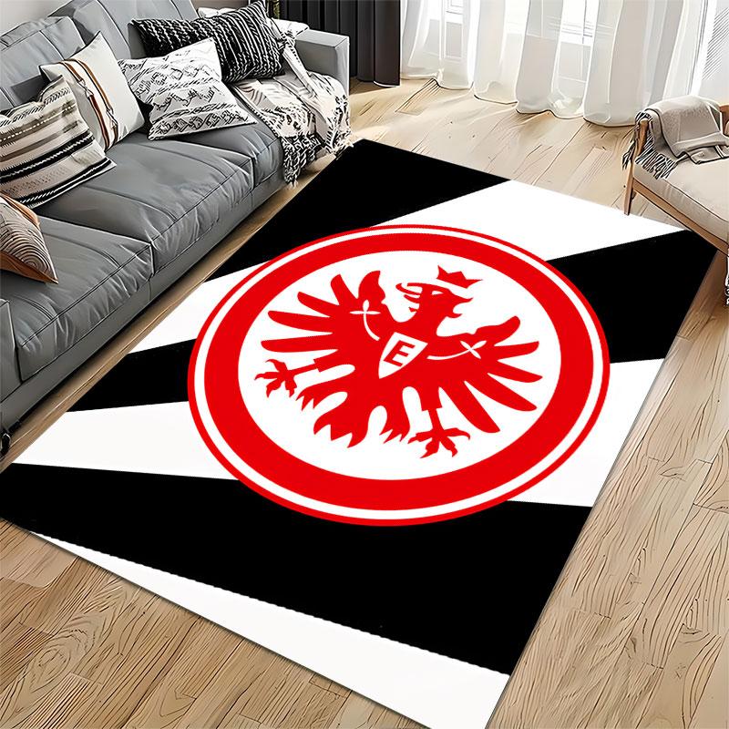 Red Eagle Emblem On Stripes Carpet Suitable As a Non-slip Mat for the Living Room or Bedroom Sofa