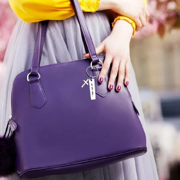 Religious Pendant Key Rings Stylish Keychain Unique Bag Charm Stainless Steel Texture Present for Believers and Collectors