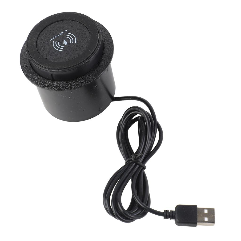 Wireless  Multifunctional Double USB Port Adapter 10W Hidden Embed in Desk Wireless  Pad 10W Wireless Charging Pad