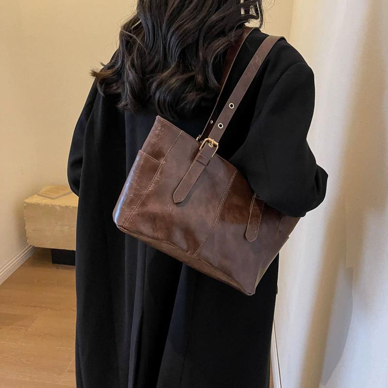 Mode Retro Damen PU Leder Schultertaschen Trend Lady Achseltasche Große Kapazität Damen Pendler Handtasche CLE