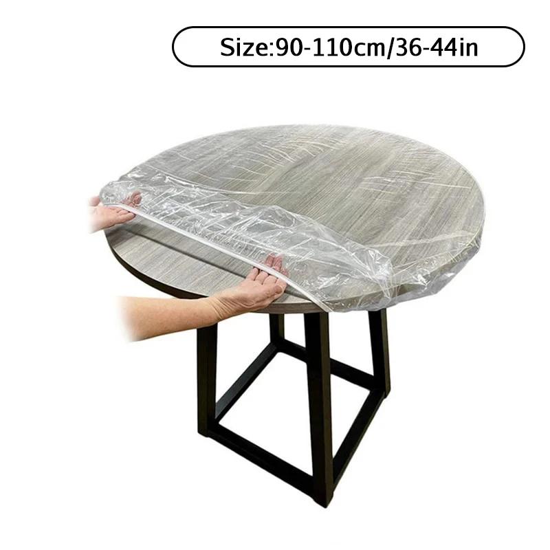 

Clear Round Tablecloth Waterproof Oilcloth Heavy Duty Elasticized Table Cover Elastic Edge Design Plastic Tablecloth Protector