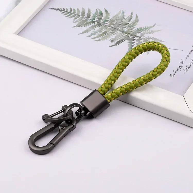 

Creative Idea Leather Weave Keychain Custom Logo Name Keyring Metal Color Alloy Car Moto Upscale Key Chain Ring Lovers Gift Custom Name