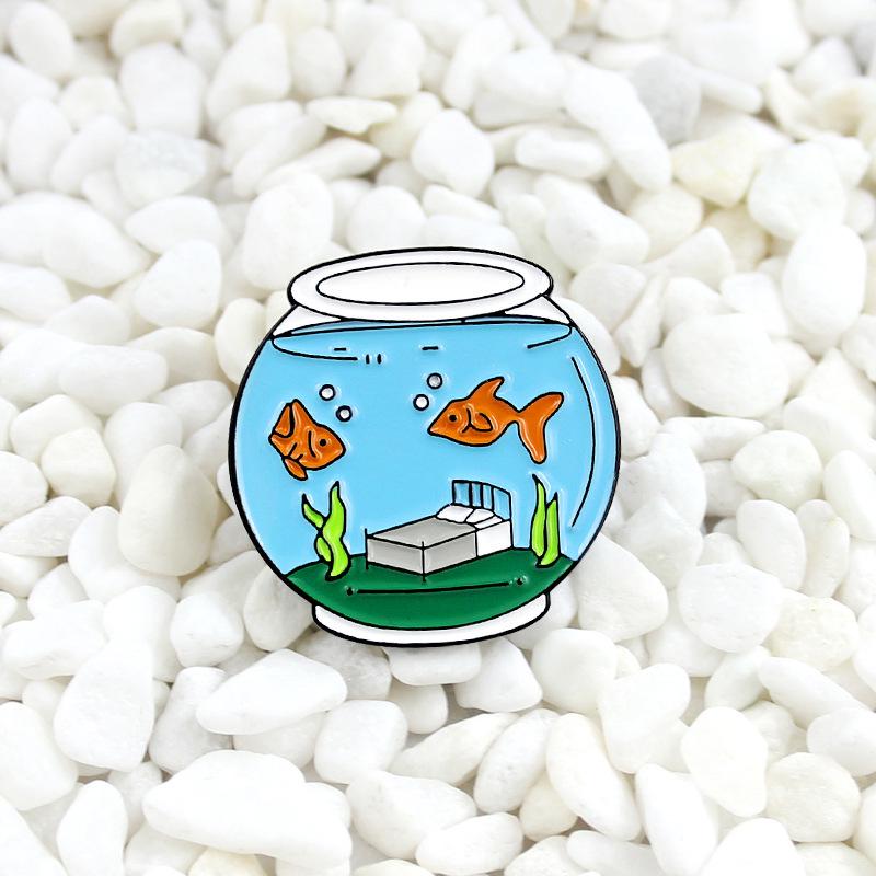 Trendy Cartoon Fish & Pink Donut Bubble Gum Brooch