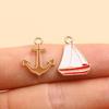 Nautical Series: 5 Alloy Enamel Pendants - Anchor, Lifebuoy, Sailboat for DIY Jewelry