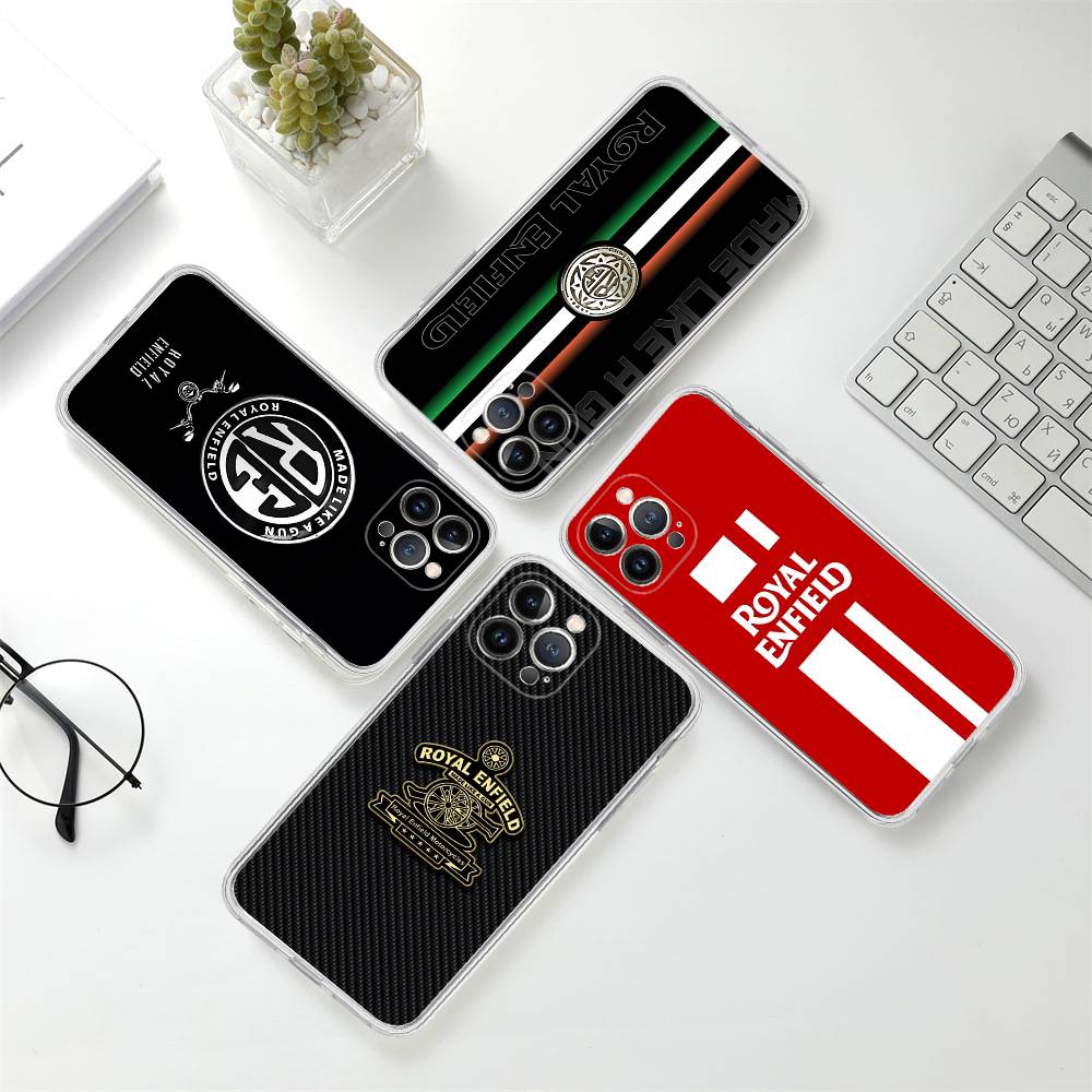 R-ROYALS E-ENFIELDS Logo Pour Étui de Téléphone IPhone 17 16 15 14 13 12 11 Pro Max Plus Silicone Haut de Gamme