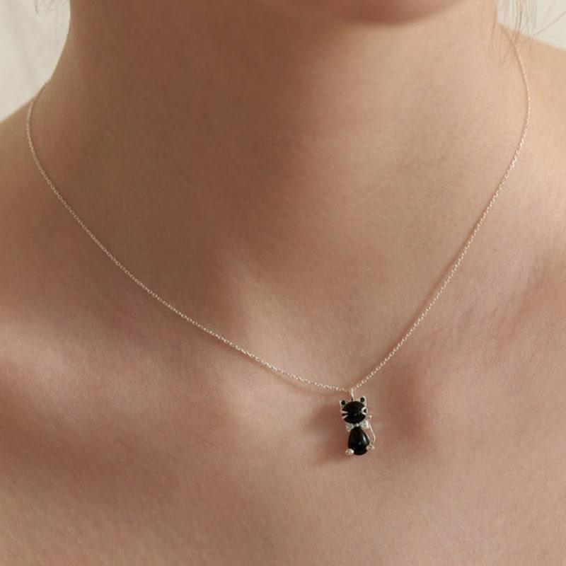 TATIANA (925 Silver) Black Kitty Necklace NZ2184