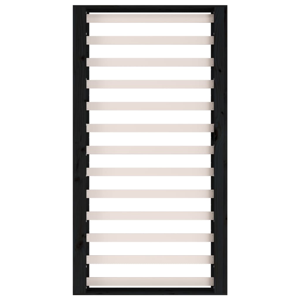 Vidaxl Bed Frame, Black, 75X190 Cm, Solid Wood