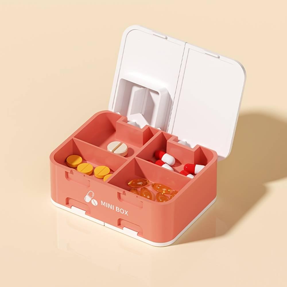 

7-Day Portable Medicine Box Double-Sided Storage With Sealed Moisture-Proof Function And Built-In Slicer Suitable For Travel An красный