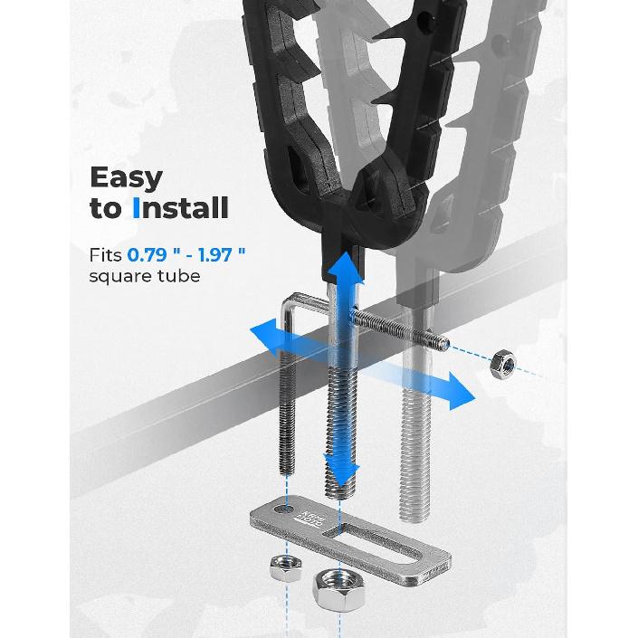 KEMIMOTO ATV UTV Hunting Tool Mount For 0.79 In - 1.97 In Square Tube, Tool Holder Rack With Rubber Straps