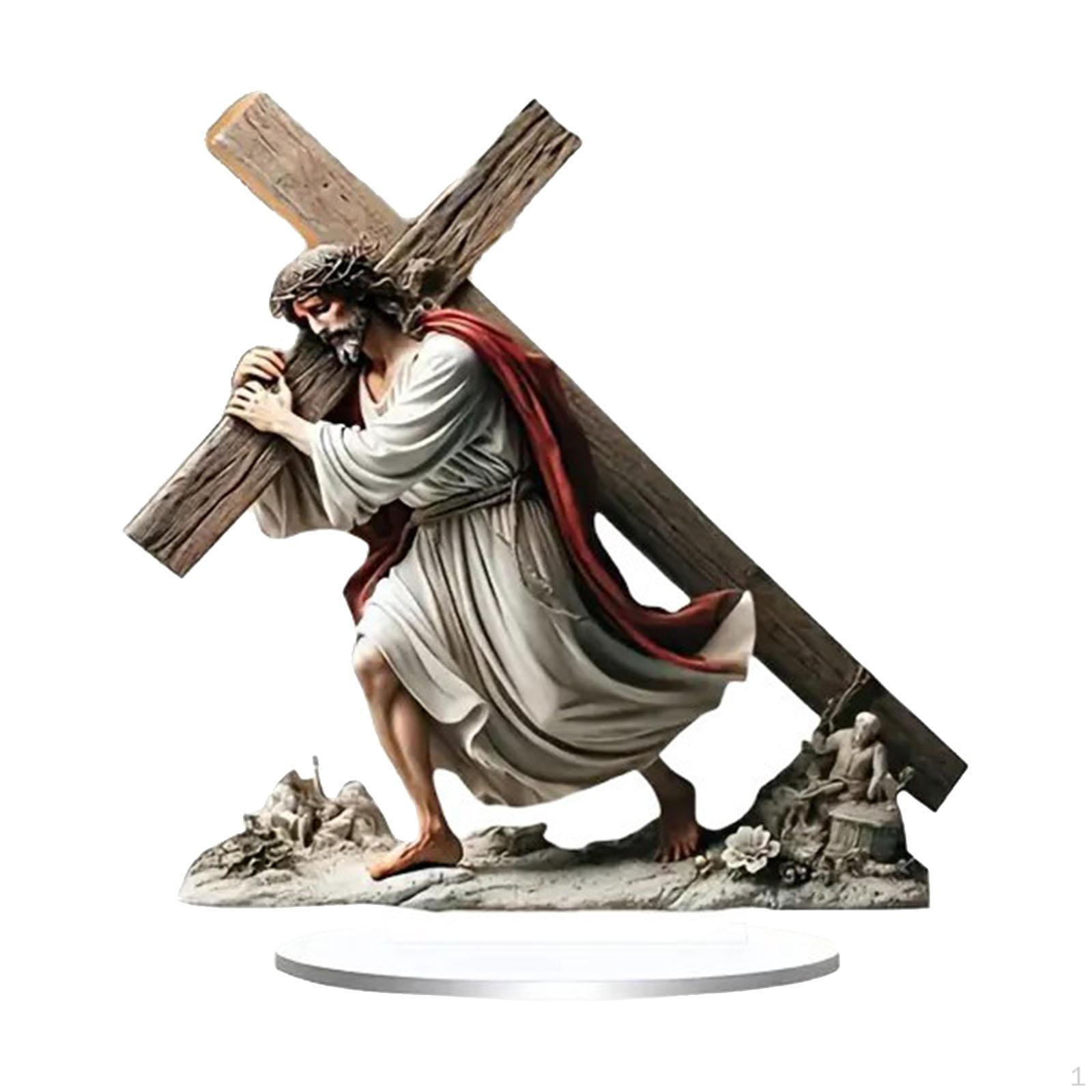 

2D Jesus Ornament Carrying The Cross Acrylic Sign for Holiday Decor Easter