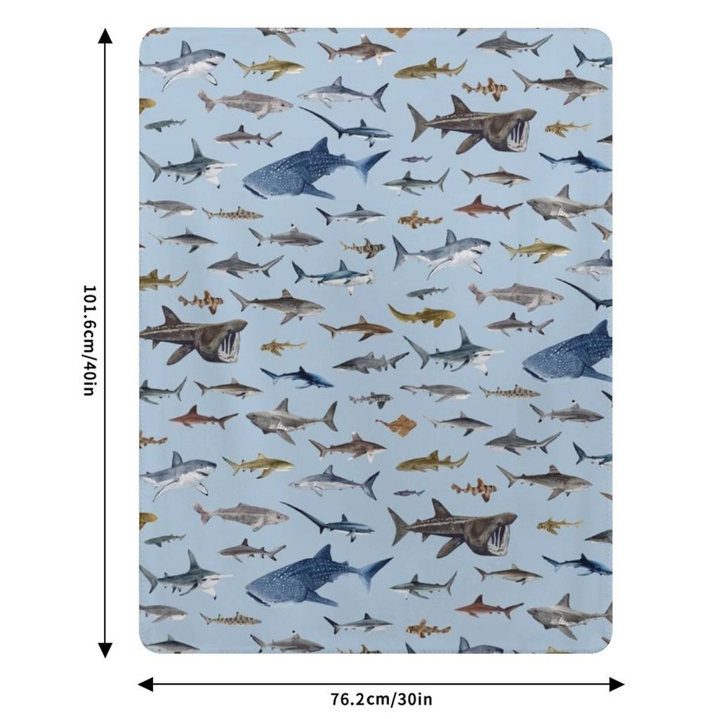 SHARKS poster-light blue Throw Blanket Summer Cool Breathable Blanket for Sleeping