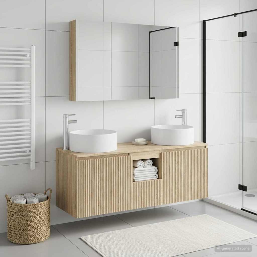 Bathroom Cabinet Set 4 pcs Sonoma Oak 103.5 x 15.5 x 70 cm