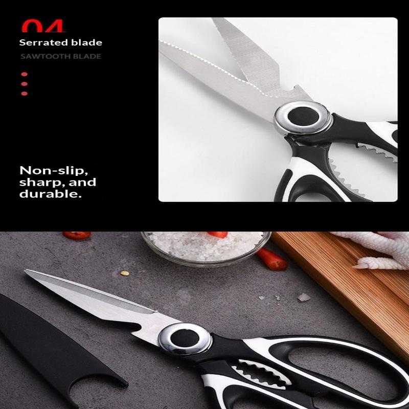 Multifunctional Kitchen Scissors Household Cut Vegetables Roast Broiler Scissors Stainless Steel Scissors