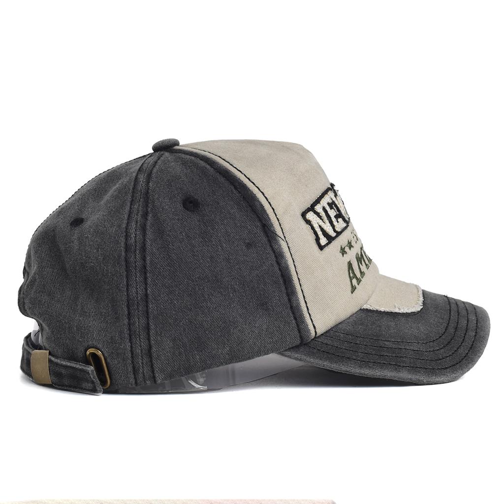 Unisex Vintage Baseball Cap Washed Cotton Black Letter Embroidery Hat for Men Women Casual Outdoor Sports