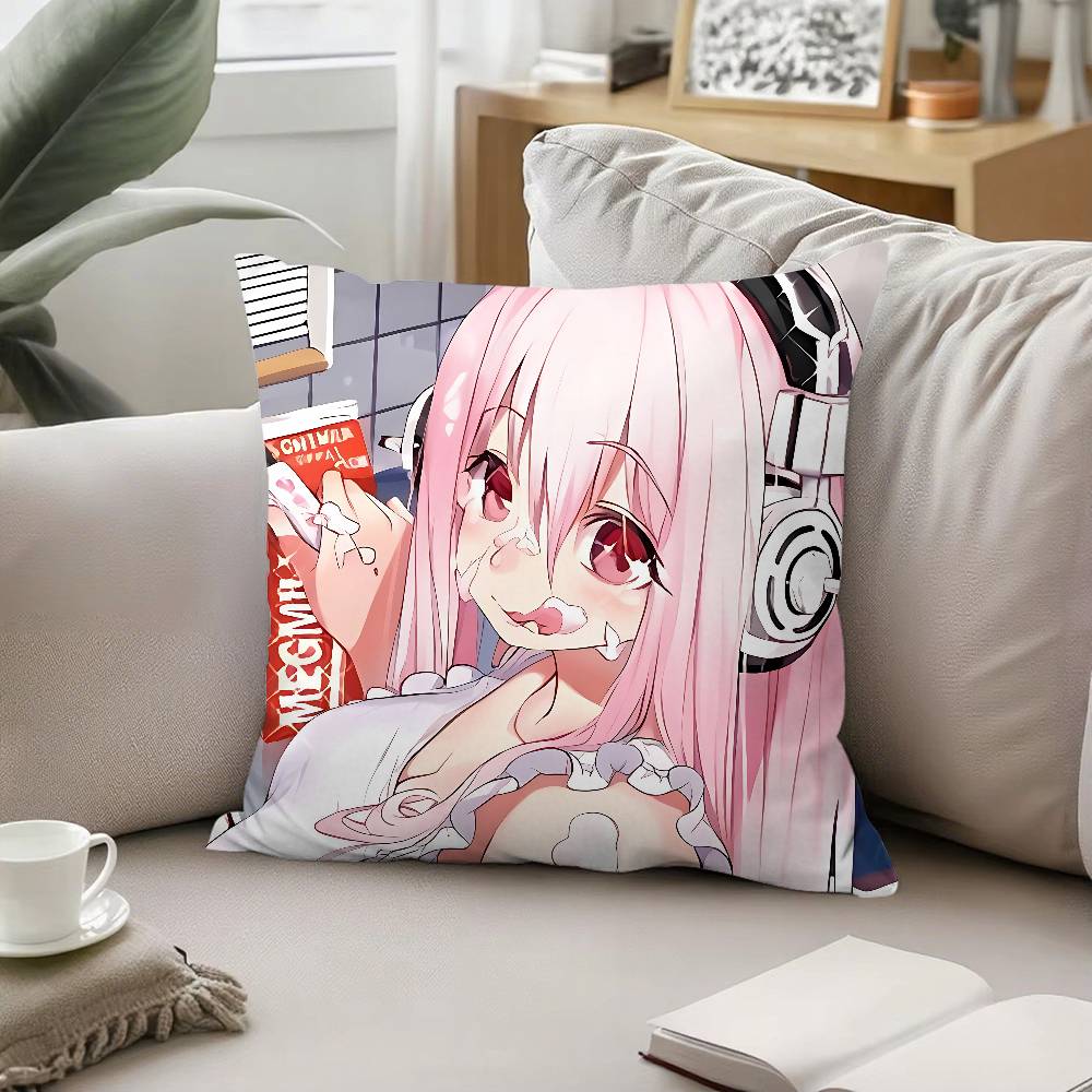 Cute SSUPER SONICO Throw Pillow Covers Pattern Cushion Cover Suitable For Sofa Bedroom Car Pillow Cover