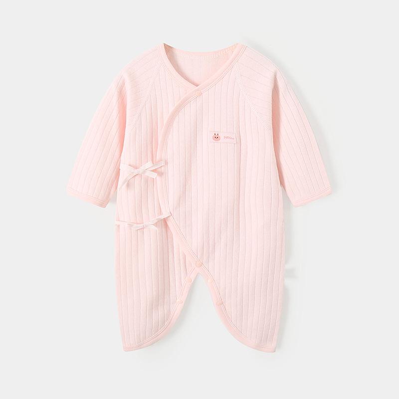 Newborn Pure Cotton Butterfly Bodysuit: Four Seasons Tie-Up, Boneless Design Jumpsuit