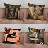 Book Creative Naughty Cat Pillow Case For Home Bedroom Car Office Decoration Living Room Sofa Cushion Cover Suitable