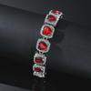 European & American Men's Bold Full Diamond Red Peach Heart Cuban Chain Bracelet - Nightclub Trend Jewelry