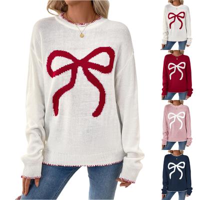 Women's Bow Sweater And Winter Lazy Loose Warm And Comfortable Pullover Cardigan