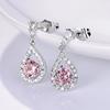 BELLA BOX Fashion Luxury Women Dangle Earrings Inlay Pink/White CZ Temperament Lady Earrings For Wedding Party Silver Color Jewelry
