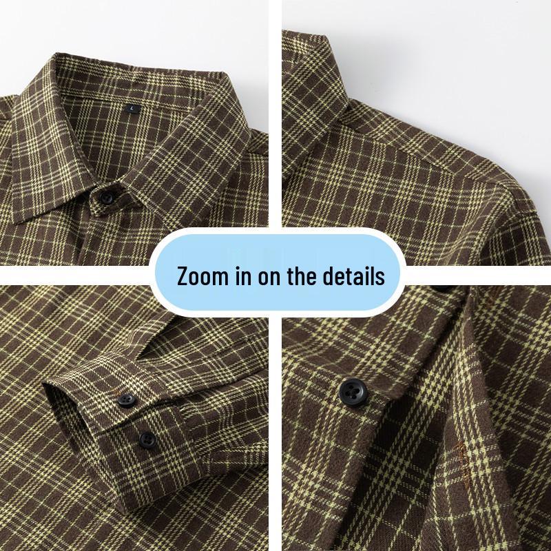 2026 Men's Retro Plaid Long-Sleeved Shirt - Casual Loose Fit for Spring & Autumn