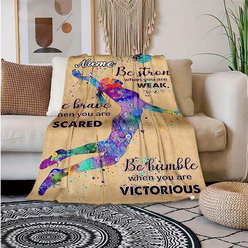 Jumping To Play Volleyball Customize Your Name Blanket Used For Chair Office Sofa Bed Camping Soft And Warm Giving Friends And Relatives Birthday