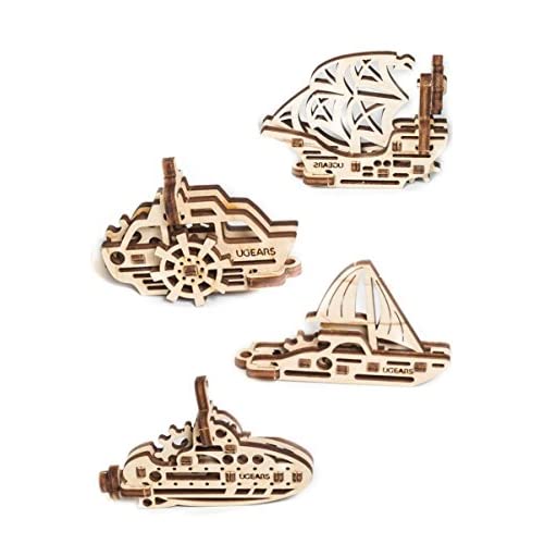 UGEARS Puzzle 3D anti-stress U-Fidgets Ships avec 4 modèles