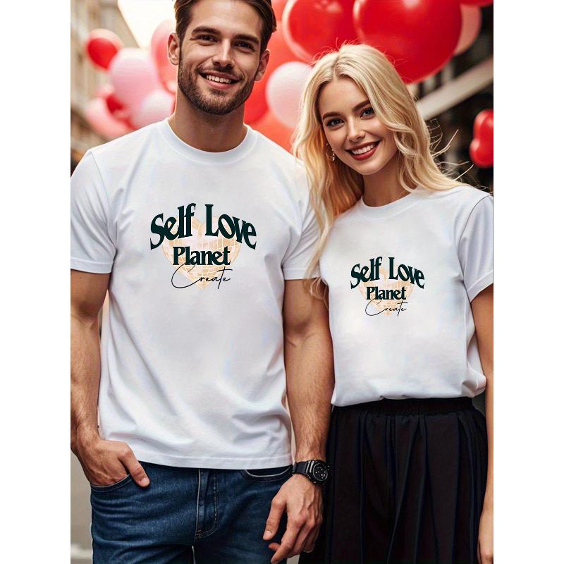 

1PCS Couple Valentine s Day Short Sleeve T-shirt Fashionable XXL білий